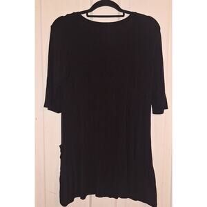 Popana Made In USA Size Large Tunic Length Black Blouse Top Shirt Whimsygoth